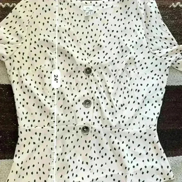 RIVER ISLAND Cream & Black Spotted Peplum Top Size 16 UK (Large US) - Picture 11 of 11